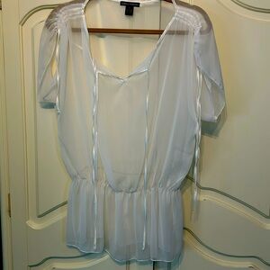 Isabella Rodriguez Sheer White Top Women’s Large